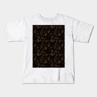 Cinema Pattern | Negative Sepia BG Black Kids T-Shirt